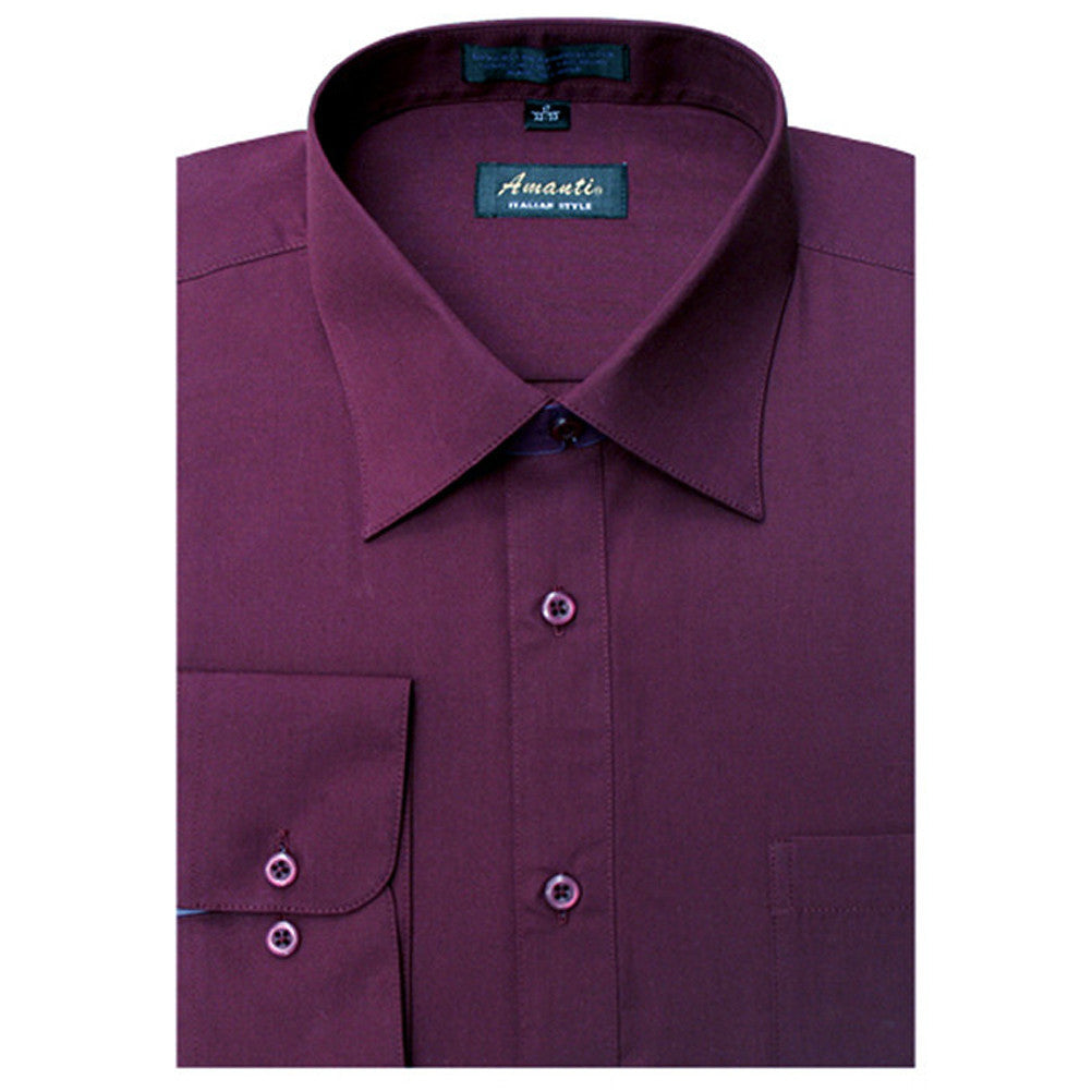 Amanti Men's Classic Dress Shirt Convertible Cuff Solid