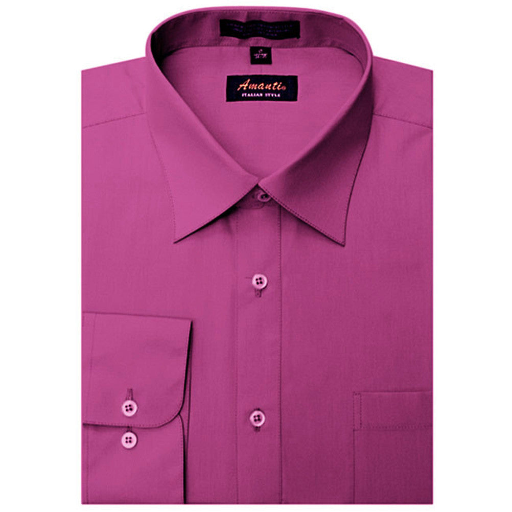 Amanti Men's Classic Dress Shirt Convertible Cuff Solid