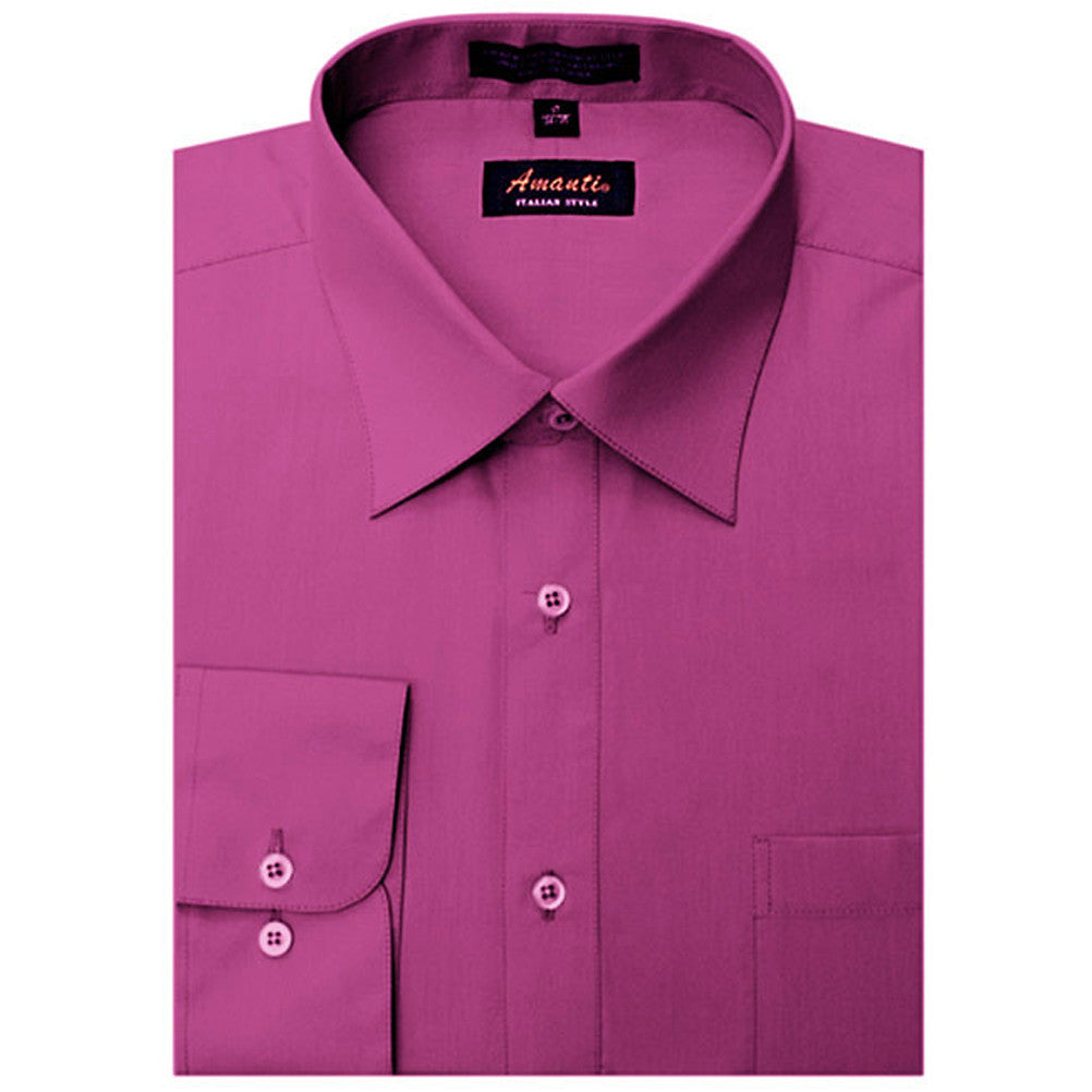 Amanti Men's Classic Dress Shirt Convertible Cuff Solid