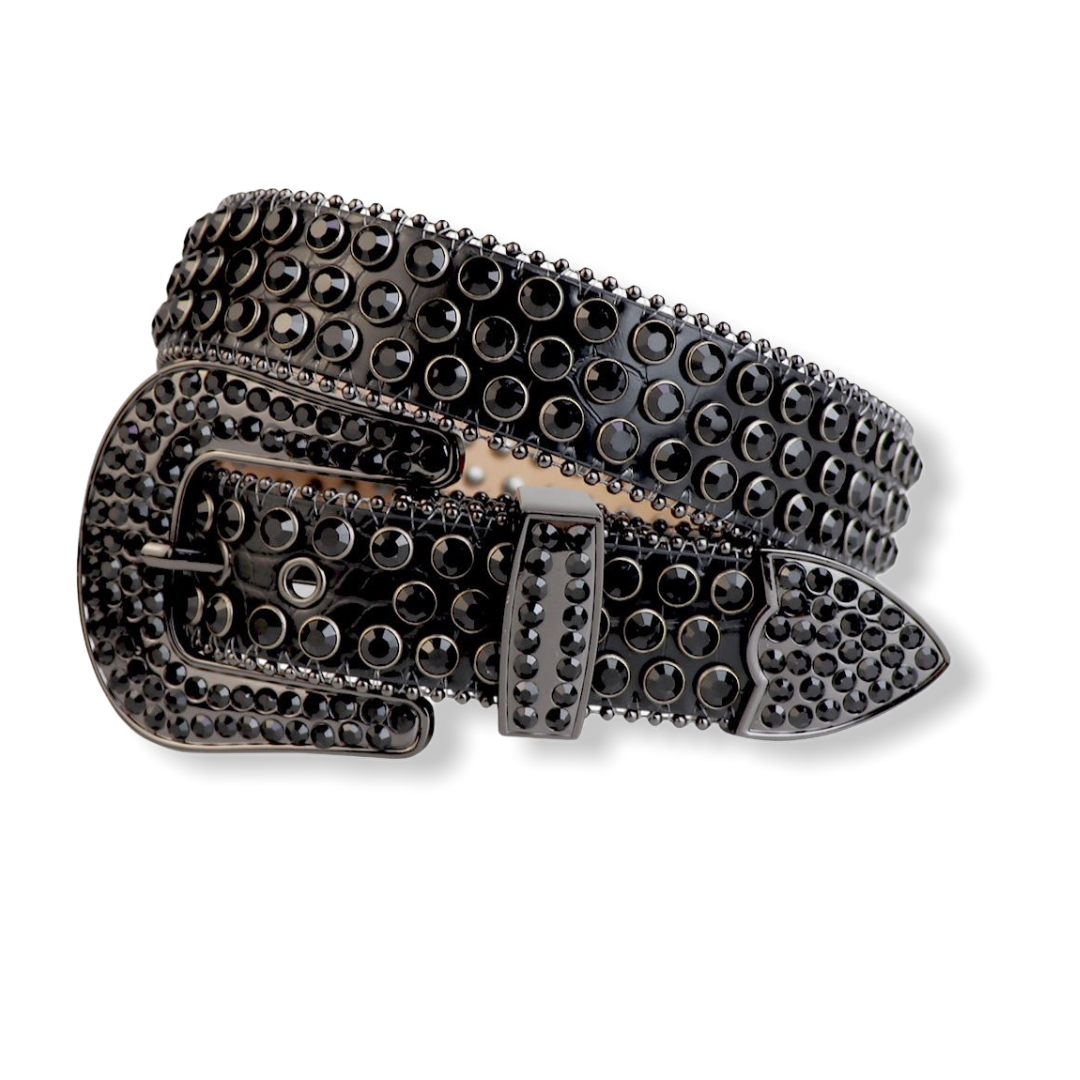 Luxe Premium Studded Rhinestone Belt Black 5