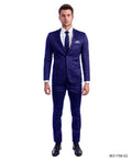 Men's Blue Notch Lapel Formal Suit | Skinny Fit Birdseye Pattern Suit for Men