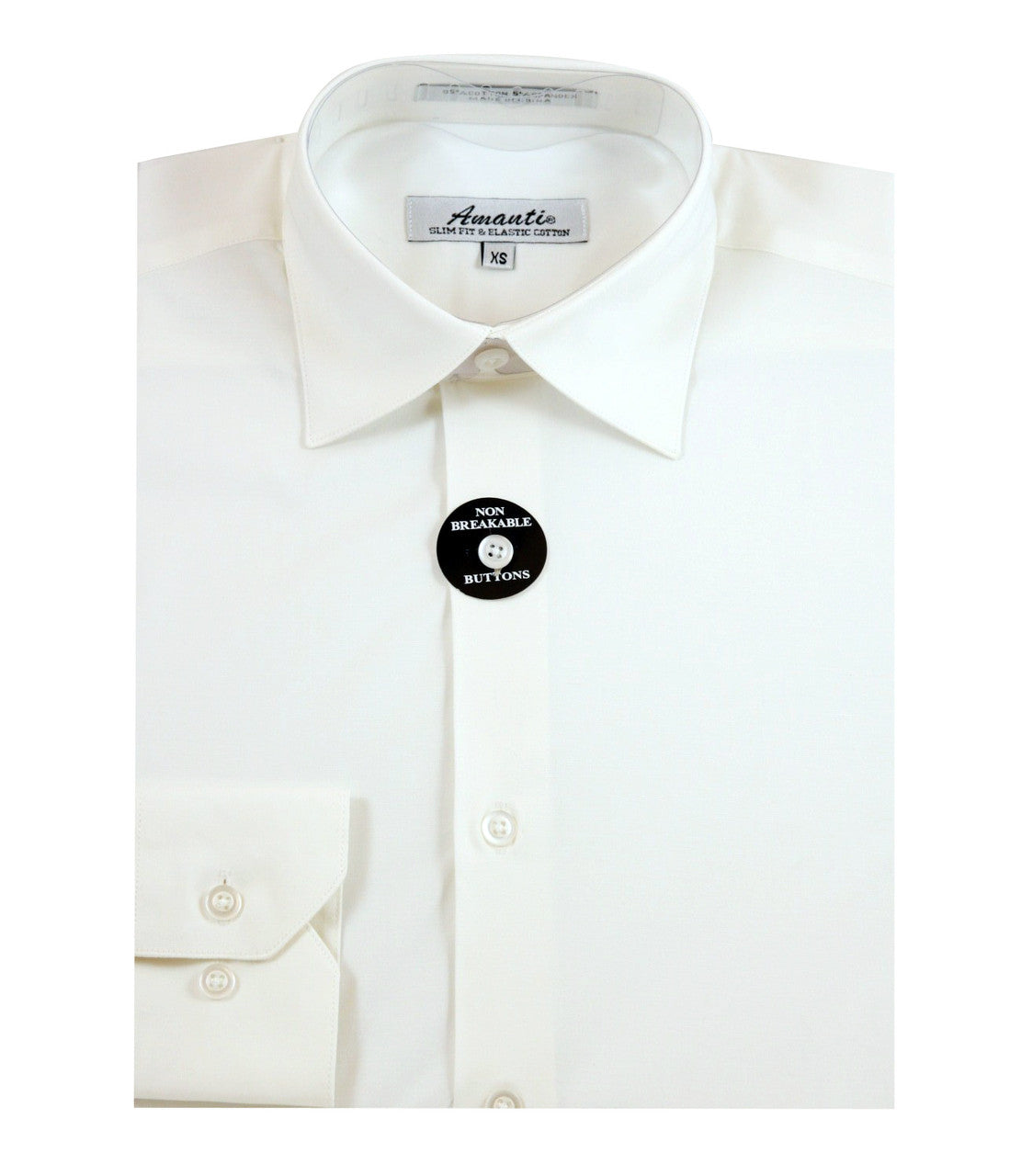 Amanti Slim Fit Convertible Cuff Dress Shirt Cream / 16.5 32/33