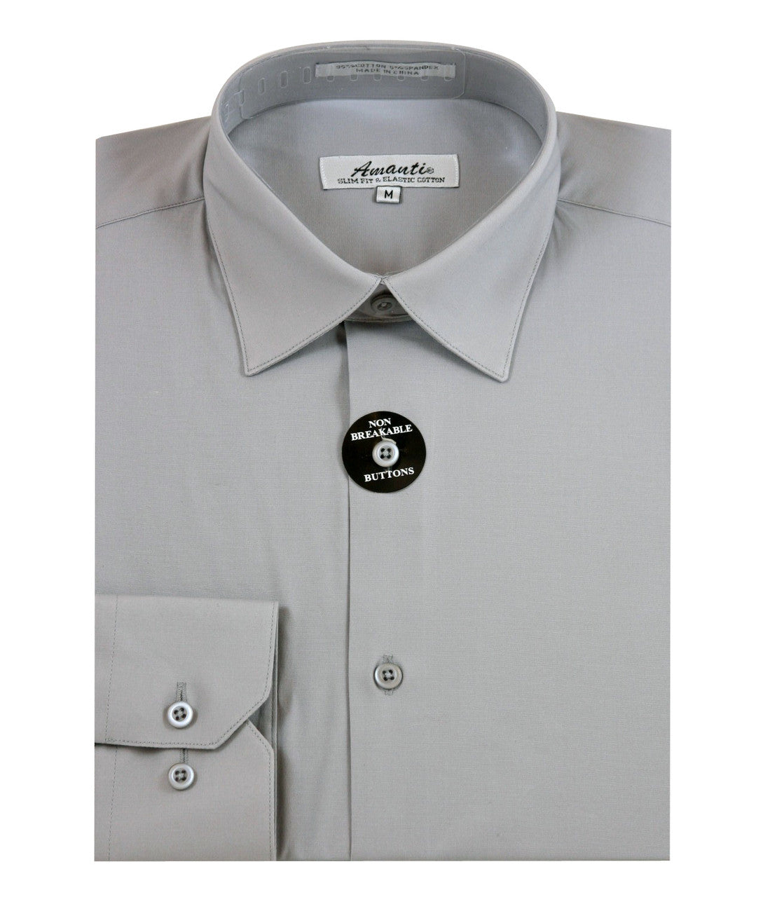 Amanti Slim Fit Convertible Cuff Dress Shirt Silver / 17.5 36/37